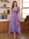 A-Line/Princess Sweetheart Short Sleeves Asymmetrical Plus Size Mother of the Bride Dresses with Appliques & Ruffles