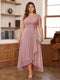 A-Line/Princess Sweetheart Short Sleeves Asymmetrical Plus Size Mother of the Bride Dresses with Appliques & Ruffles