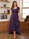 A-Line/Princess Sweetheart Short Sleeves Asymmetrical Plus Size Mother of the Bride Dresses with Appliques & Ruffles