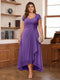 A-Line/Princess Sweetheart Short Sleeves Asymmetrical Plus Size Mother of the Bride Dresses with Appliques & Ruffles