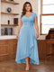 A-Line/Princess Sweetheart Short Sleeves Asymmetrical Plus Size Mother of the Bride Dresses with Appliques & Ruffles