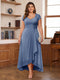 A-Line/Princess Sweetheart Short Sleeves Asymmetrical Plus Size Mother of the Bride Dresses with Appliques & Ruffles