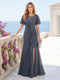 A-Line/Princess Illusion Scoop Appliques Ruched Mother of the Bride Dresses with Split Side