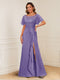 A-Line/Princess Illusion Scoop Appliques Ruched Mother of the Bride Dresses with Split Side
