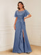 A-Line/Princess Illusion Scoop Appliques Ruched Mother of the Bride Dresses with Split Side
