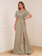 A-Line/Princess Illusion Scoop Appliques Ruched Mother of the Bride Dresses with Split Side