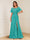 A-Line/Princess Illusion Scoop Appliques Ruched Mother of the Bride Dresses with Split Side