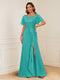 A-Line/Princess Illusion Scoop Appliques Ruched Mother of the Bride Dresses with Split Side