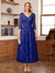 A-Line/Princess V-Neck Half Sleeves Ankle-Length Mother of the Bride Dresses with Appliques
