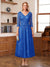 A-Line/Princess V-Neck Half Sleeves Ankle-Length Mother of the Bride Dresses with Appliques