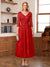 A-Line/Princess V-Neck Half Sleeves Ankle-Length Mother of the Bride Dresses with Appliques