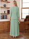 A-Line/Princess Long Sleeves Scoop Asymmetrical Mother of the Bride Dresses with Ruched & Ruffles