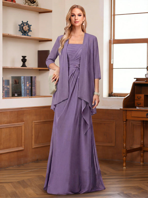 A-Line/Princess Sleeveless Mother of the Bride Dresses With Ruffles & Jacket