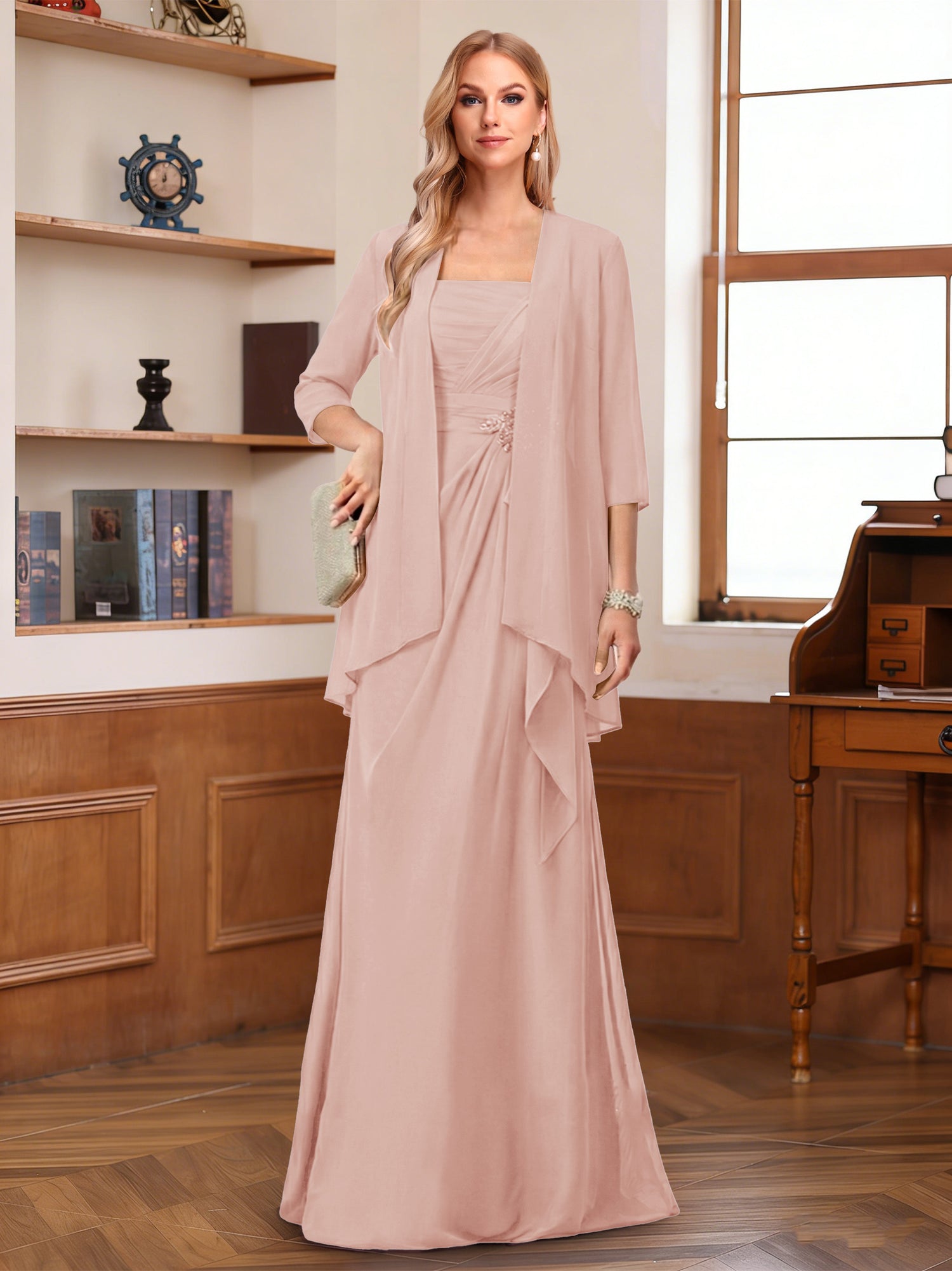 A-Line/Princess Sleeveless Mother of the Bride Dresses With Ruffles & Jacket