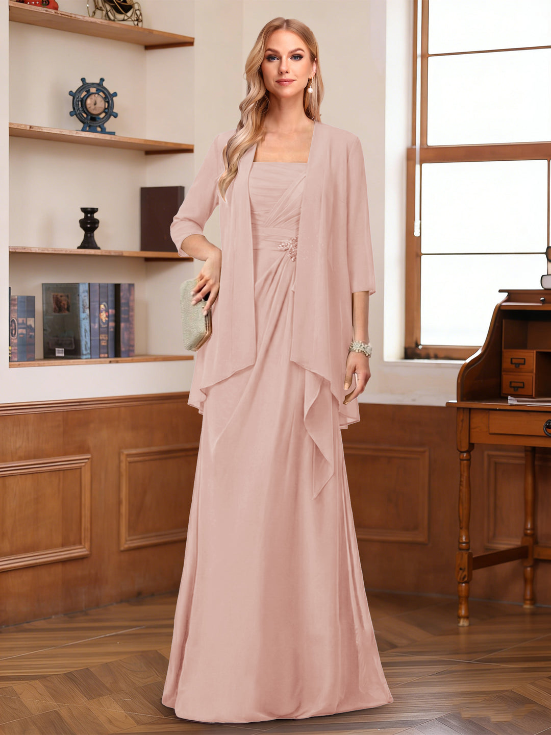 A-Line/Princess Sleeveless Mother of the Bride Dresses With Ruffles &amp; Jacket