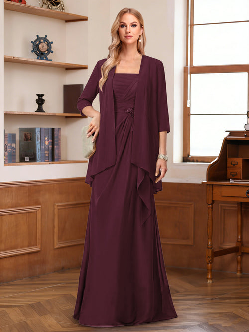 A-Line/Princess Sleeveless Mother of the Bride Dresses With Ruffles & Jacket