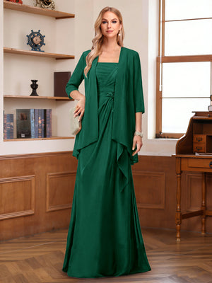 A-Line/Princess Sleeveless Mother of the Bride Dresses With Ruffles & Jacket
