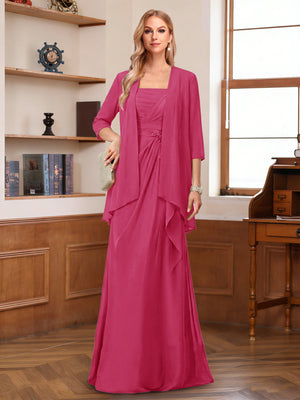 A-Line/Princess Sleeveless Mother of the Bride Dresses With Ruffles & Jacket