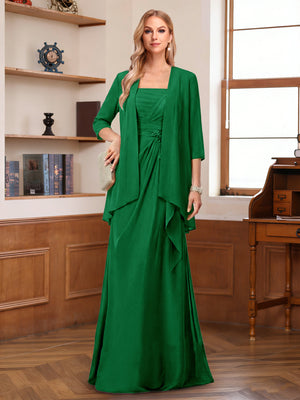 A-Line/Princess Sleeveless Mother of the Bride Dresses With Ruffles & Jacket