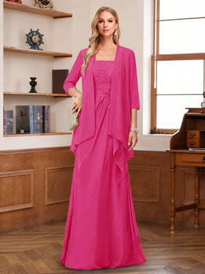 A-Line/Princess Sleeveless Mother of the Bride Dresses With Ruffles & Jacket