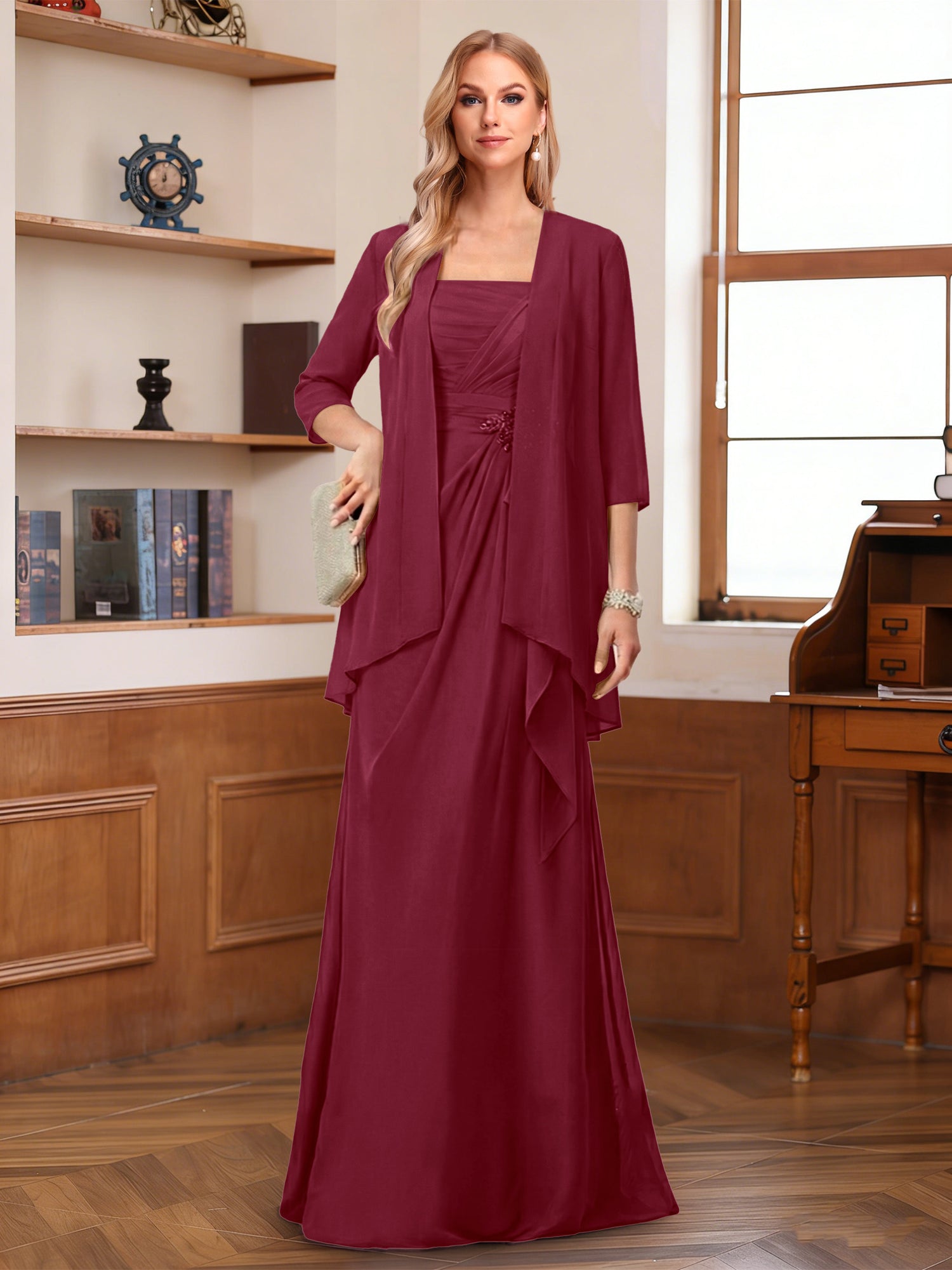 A-Line/Princess Sleeveless Mother of the Bride Dresses With Ruffles & Jacket