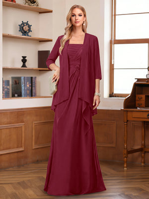 A-Line/Princess Sleeveless Mother of the Bride Dresses With Ruffles & Jacket