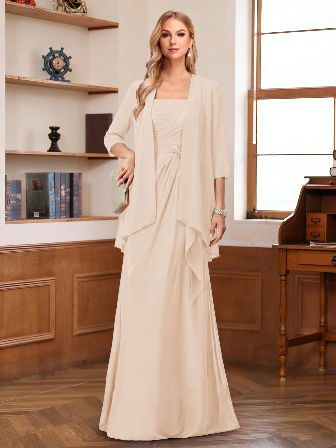 A-Line/Princess Sleeveless Mother of the Bride Dresses With Ruffles &amp; Jacket