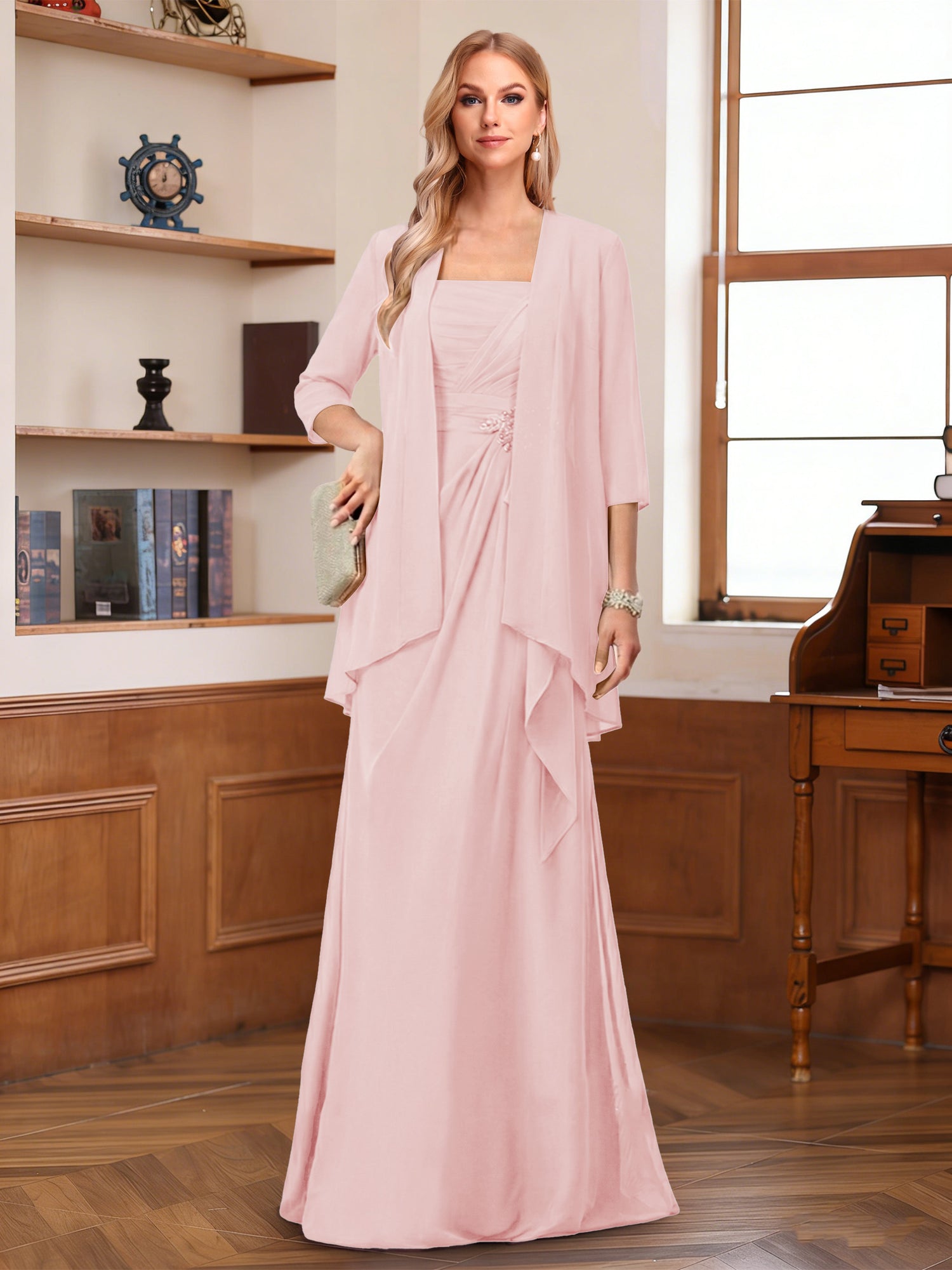 A-Line/Princess Sleeveless Mother of the Bride Dresses With Ruffles & Jacket