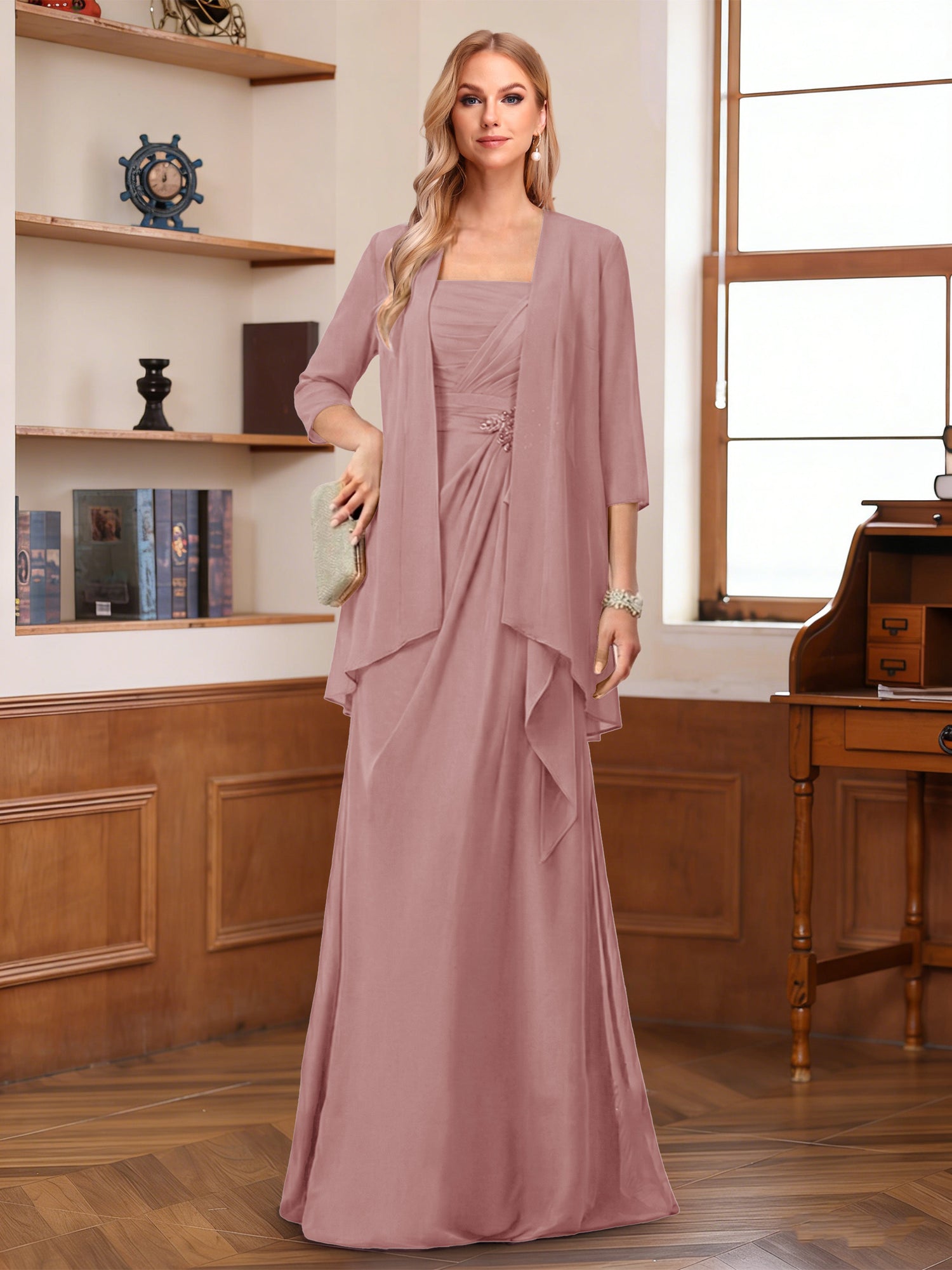 A-Line/Princess Sleeveless Mother of the Bride Dresses With Ruffles & Jacket