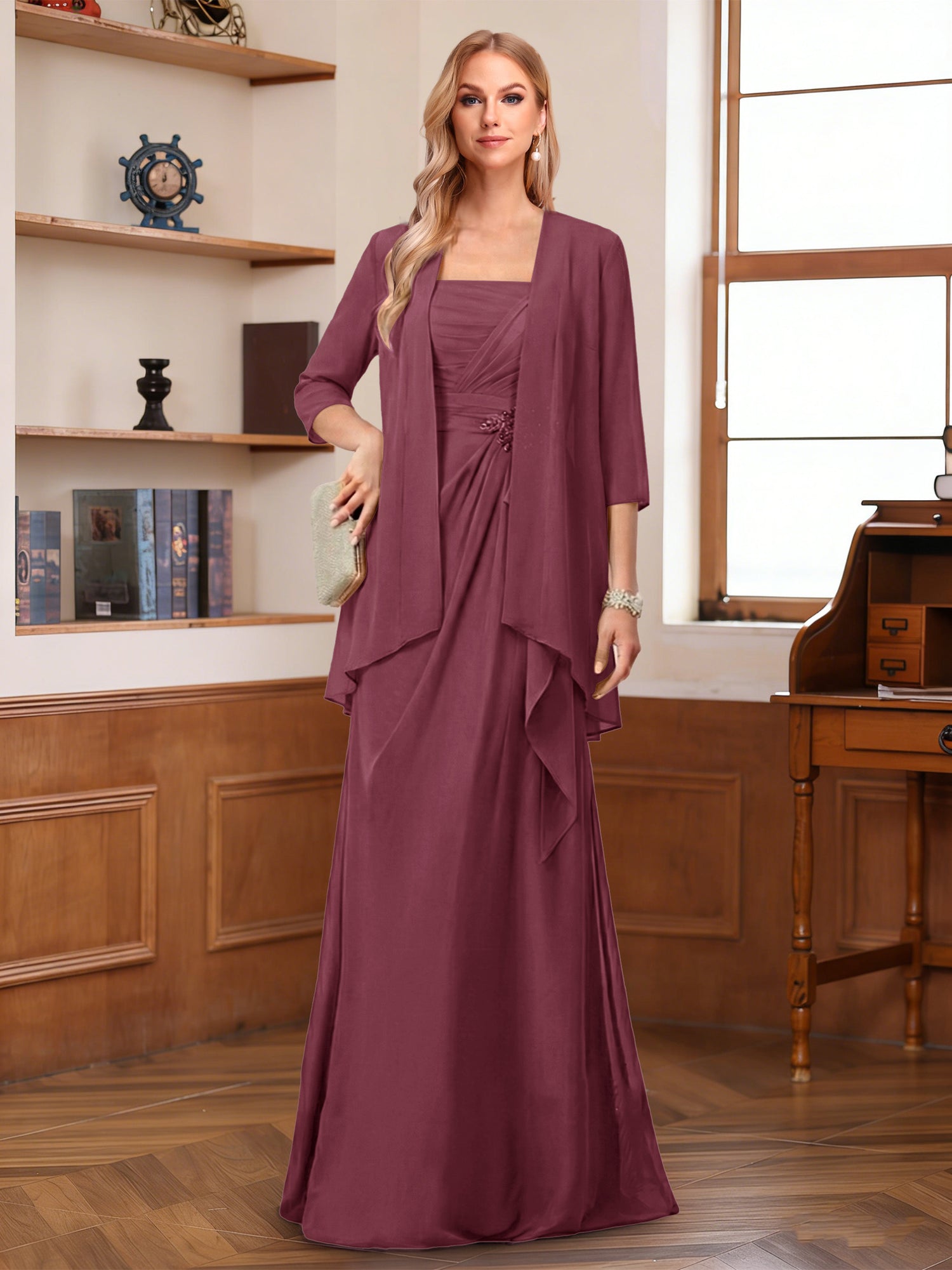 A-Line/Princess Sleeveless Mother of the Bride Dresses With Ruffles & Jacket