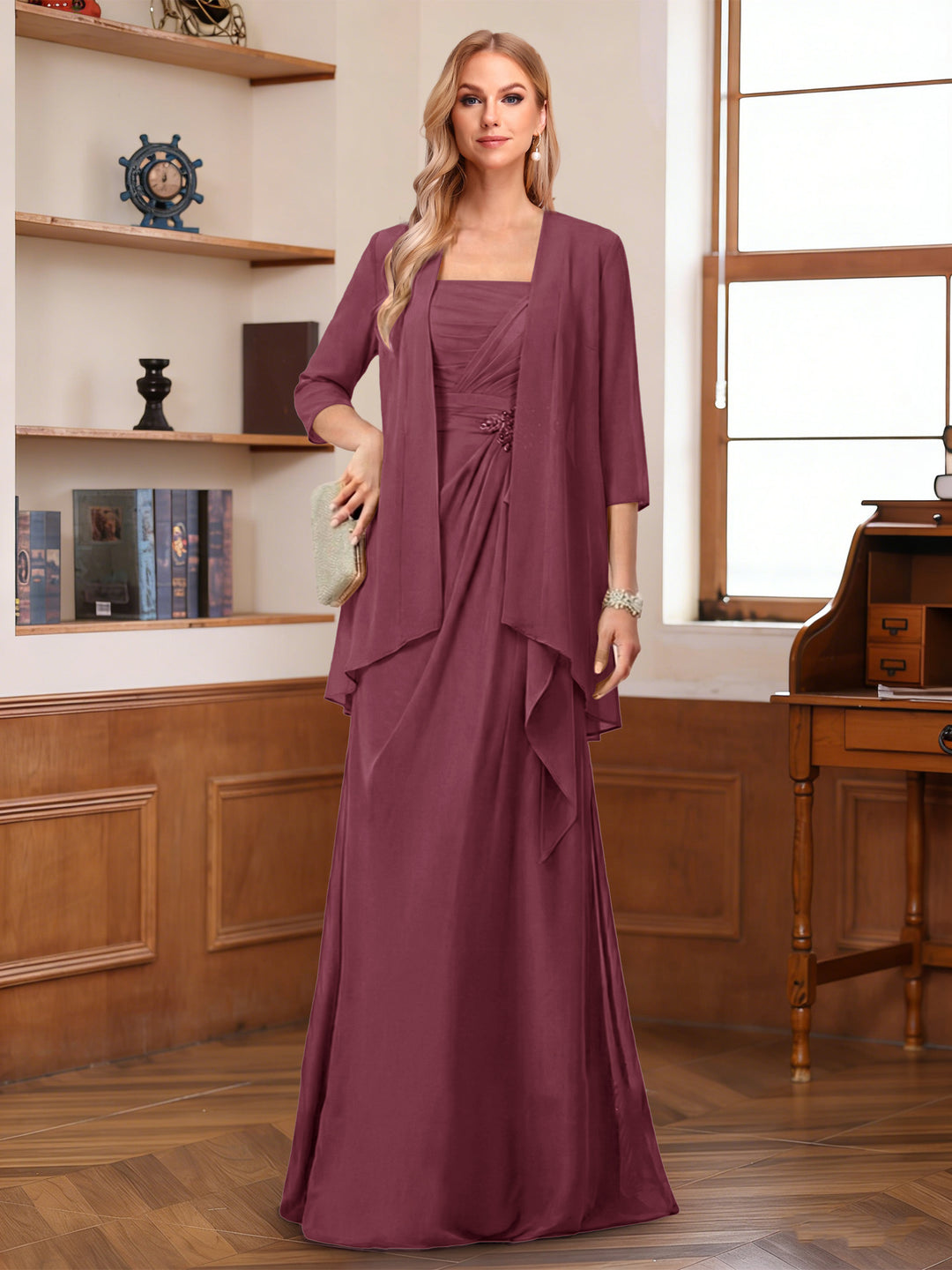 A-Line/Princess Sleeveless Mother of the Bride Dresses With Ruffles &amp; Jacket