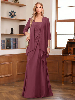 A-Line/Princess Sleeveless Mother of the Bride Dresses With Ruffles & Jacket