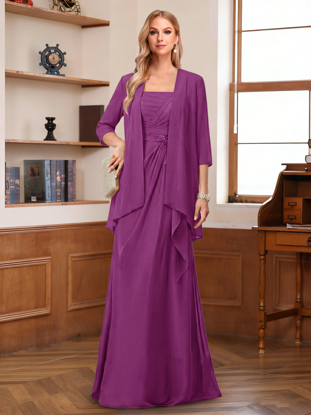 A-Line/Princess Sleeveless Mother of the Bride Dresses With Ruffles &amp; Jacket