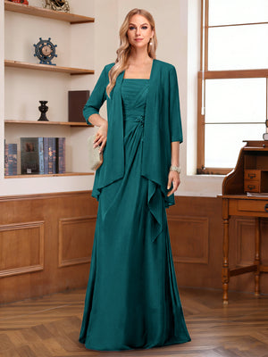 A-Line/Princess Sleeveless Mother of the Bride Dresses With Ruffles & Jacket