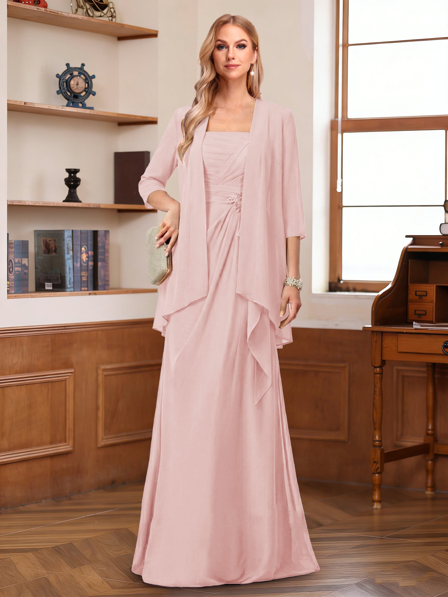 A-Line/Princess Sleeveless Mother of the Bride Dresses With Ruffles & Jacket