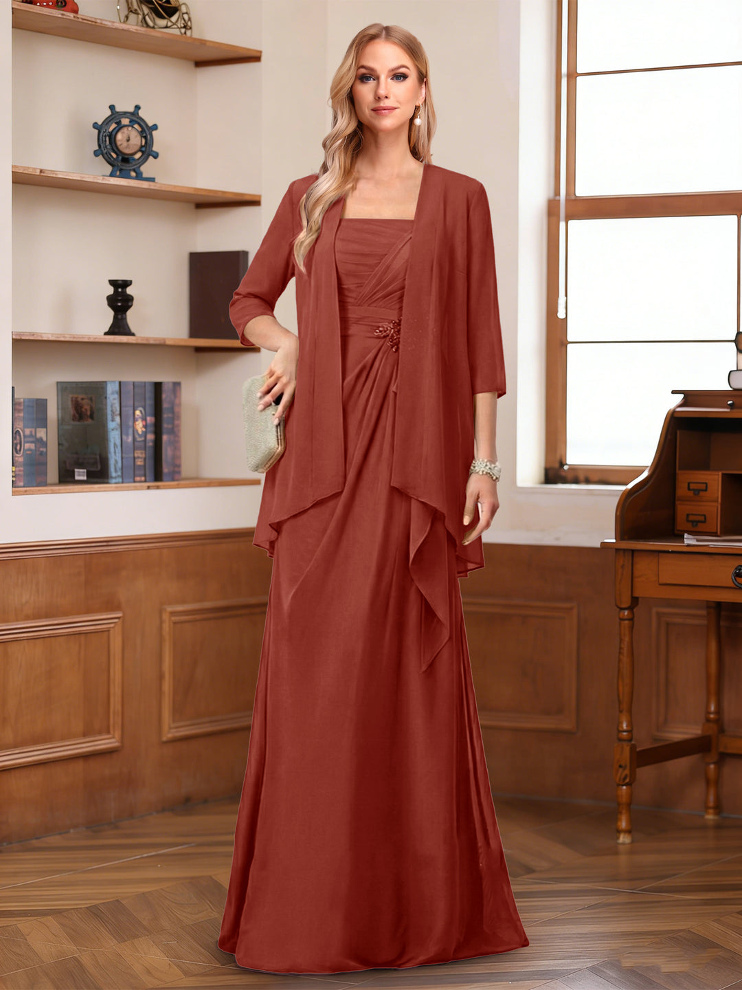 A-Line/Princess Sleeveless Mother of the Bride Dresses With Ruffles &amp; Jacket