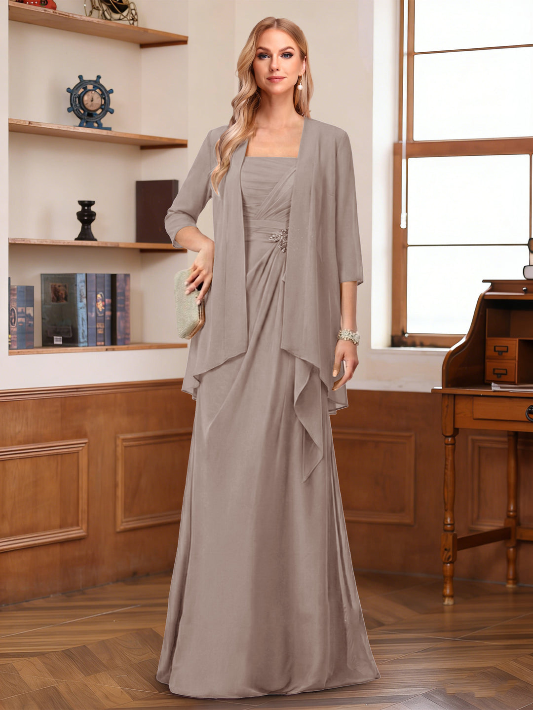 A-Line/Princess Sleeveless Mother of the Bride Dresses With Ruffles &amp; Jacket