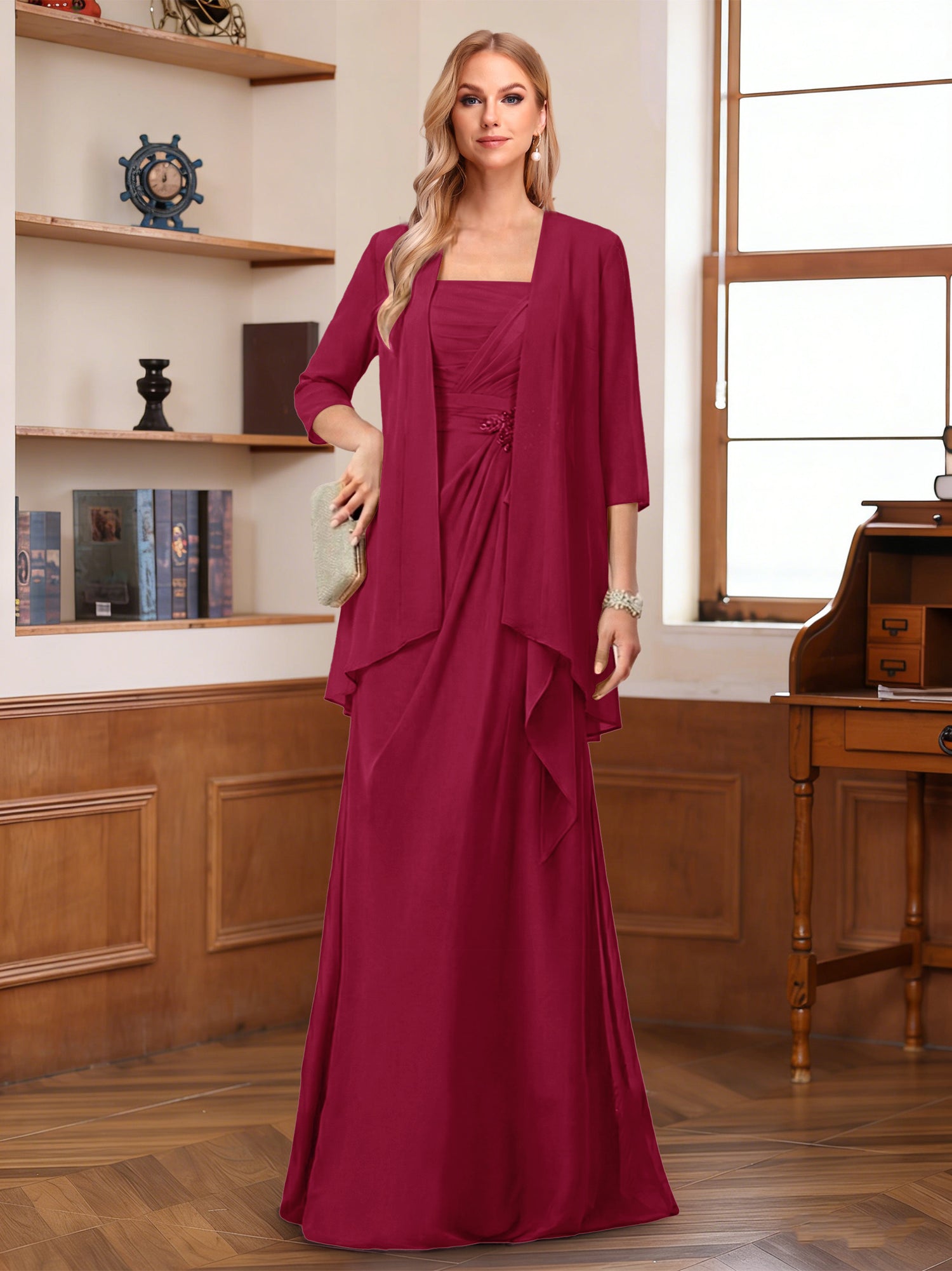 A-Line/Princess Sleeveless Mother of the Bride Dresses With Ruffles & Jacket