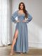 A-Line/Princess Sweetheart Chiffon Long Sleeves Bridesmaid Dresses with Split Side