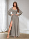A-Line/Princess Sweetheart Chiffon Long Sleeves Bridesmaid Dresses with Split Side