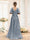 A-Line V-Neck Half Sleeves Split Side Chiffon Bridesmaid Dresses With Appliques