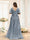 A-Line V-Neck Half Sleeves Split Side Chiffon Plus Size Bridesmaid Dresses With Appliques