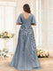A-Line V-Neck Half Sleeves Split Side Chiffon Plus Size Bridesmaid Dresses With Appliques