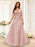 A-Line V-Neck Half Sleeves Split Side Chiffon Bridesmaid Dresses With Appliques