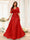 A-Line V-Neck Half Sleeves Split Side Chiffon Bridesmaid Dresses With Appliques