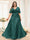 A-Line V-Neck Half Sleeves Split Side Chiffon Plus Size Bridesmaid Dresses With Appliques