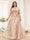 A-Line V-Neck Half Sleeves Split Side Chiffon Plus Size Bridesmaid Dresses With Appliques
