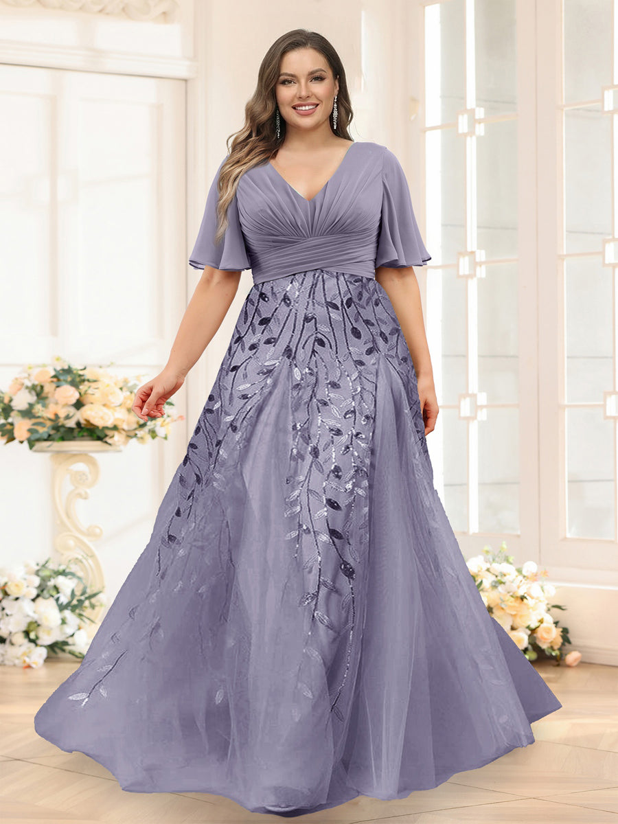 a line dress for bridesmaid Chiffon V-Neck Ruffles Sleeve Back Cutout Pleated and cross Azazie Hillian Ready to Ship
