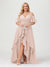 A-Line/Princess Spaghetti Straps Half Sleeves V-Neck Plus Size Bridesmaid Dresses With Ruffles