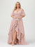 A-Line/Princess Spaghetti Straps Half Sleeves V-Neck Plus Size Bridesmaid Dresses With Ruffles